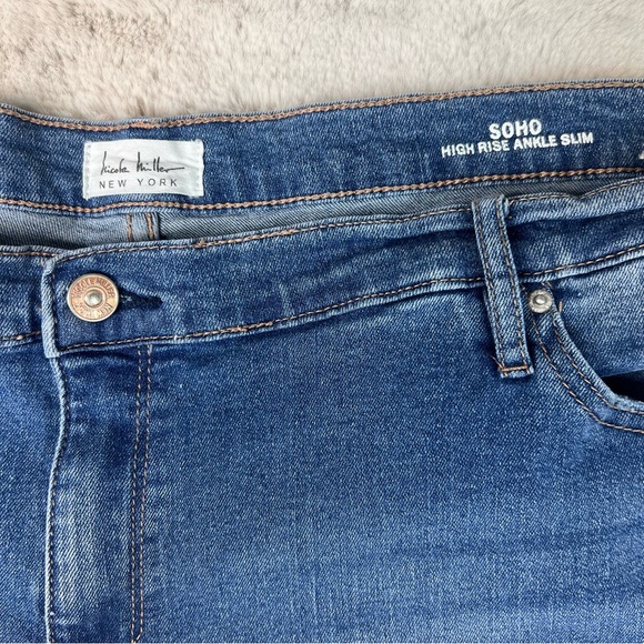 Nicole Miller Soho High Rise Ankle Slim Jeans Womens Plus Size 24 Distressed - Picture 2 of 8